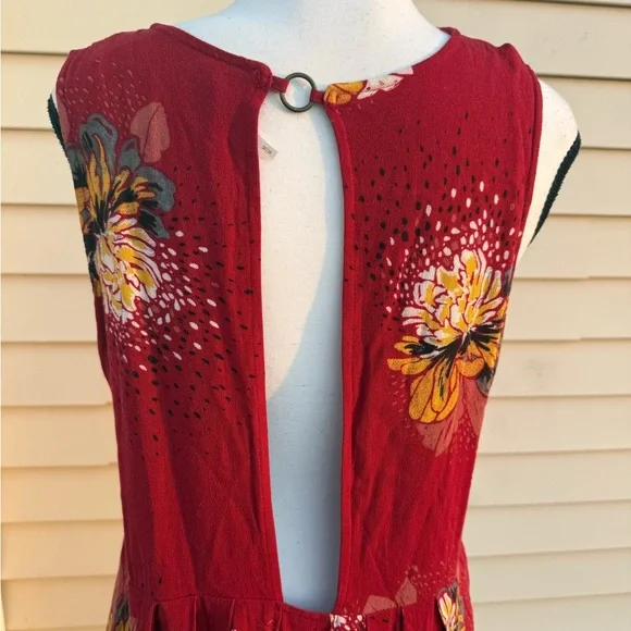 Free People Red Lovely day Floral Backless Dress - Picture 8 of 11
